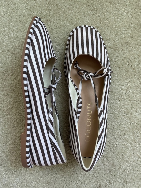 Coconuts by Matisse Shoes - Coconuts by Matisse Brown & White Striped Bow Ballet Flats